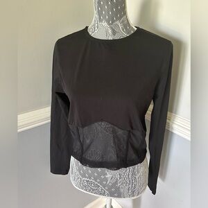 Excellent Used Condition Black ASOS Mesh long sleeve Top Size 14
